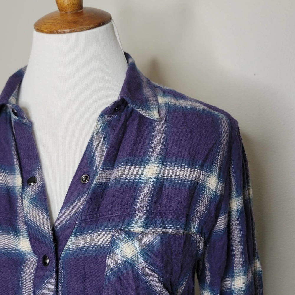 Rails Leo Button Down Shirt Violet Teal‎ Cream Size XS - Picture 4 of 12